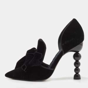 Pre Owned Tory Burch Black Velvet Clara Pumps Size 38