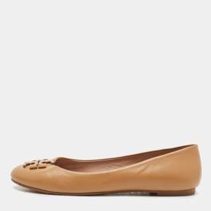 Tory Burch Brown Leather Lowell Ballet Flats Size 37