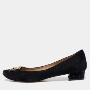 Pre Owned Tory Burch Black Suede Gigi Ballet Flats Size 40