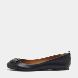 Tory Burch Black  Leather Luisa Micro Ballet Flats Size 38.5