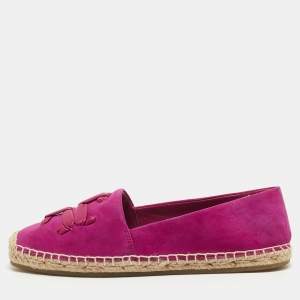 Pre Owned Tory Burch Purple Suede Espadrille Flats Size 37.5