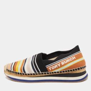 Pre Owned Tory Burch Multicolor Knit Fabric Daisy Espadrille Sneakers Size 41