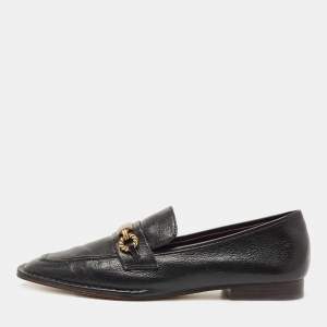 Pre Owned Tory Burch Black Leather Perrine Loafers Size 39