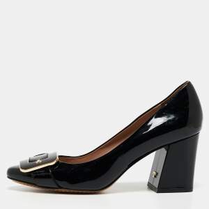 Pre Owned Tory Burch Black Patent Leather Maria Pumps Size 39.5
