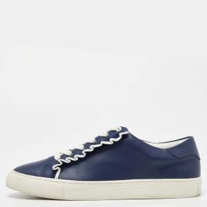 Tory Burch Blue Leather Low Top Sneakers Size 41