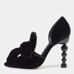 Pre Owned Tory Burch Black Velvet Clara Pumps Size 37.5