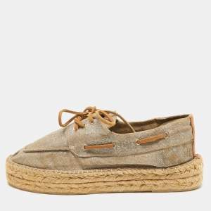 Pre Owned Tory Burch Two Tone Jute Blanton Espadrilles Size 41.5