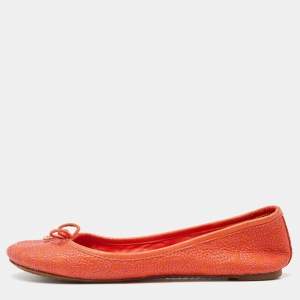 Tory Burch Orange Leather Reva Ballet Flats Size 36.5