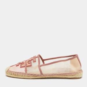 Tory Burch Pink Leather and Mesh Espadrille Flats Size 37