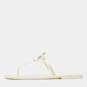 Tory Burch Ivory Rubber Mini Miller Thong Flats Size 37.5