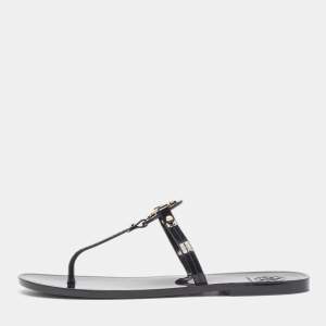 Pre Owned Tory Burch Black Rubber Mini Miller Thong Flats Size 37.5