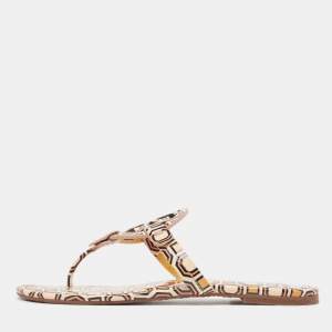 Tory Burch Yellow Patent Thong Flat Slides Size 39