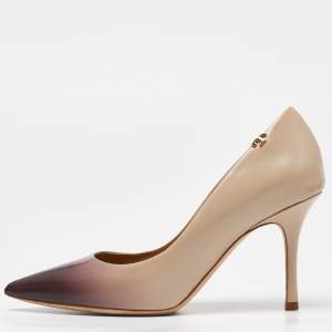 Pre Owned Tory Burch Two Tone Leather Penelope Ombre Pointed Toe Pump Size 35.5