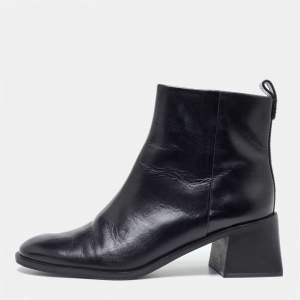 Tory Burch Black Leather Block Heel Ankle Boots Size 39.5