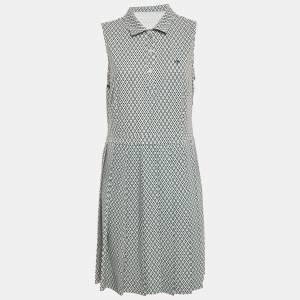 مملوكة مسبقًا Tory Sport Cream Printed Jersey Performance Pleated Golf Dress L