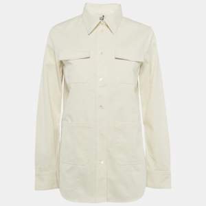 Pre Owned قميص توتيمي قطن عضوي بيج بجيوب رقعة مقاس صغير (سمول)