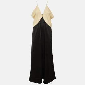 مملوكة مسبقًا Toteme Beige /Black Crepe Draped Cami Maxi Dress M