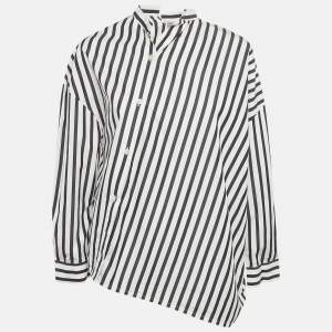 Toteme Black/Blue Striped Cotton Asymmetric Shirt S