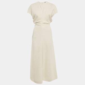 Pre Owned Toteme Cream Knit Crinkle Textured Maxi Dress XS