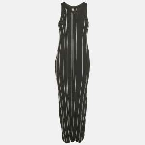 Pre Owned Toteme Black Braided Rib Knit Maxi Dress M