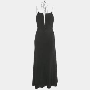 Pre Owned Toteme Black Silk Gathered Halter Neck Maxi Dress S