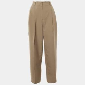 Pre Owned Toteme Khaki Wool Double Pleated Trousers S/Waist 32"