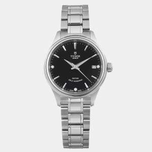 Tudor Black Stainless Steel  Style 12300-0004 Automatic Women's Wristwatch 34mm