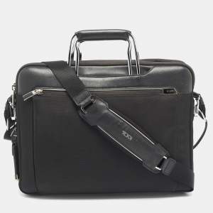 TUMI Black Nylon and Leather Hamilton Arrivè Briefcase Bag