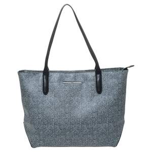 Tumi Grey/Black Coated Canvas and Leather Shopper Tote