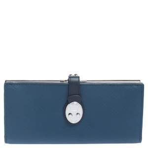 TUMI Blue Leather Kisslock Wallet