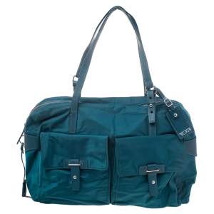 TUMI Blue Nylon and Leather Cortina Boarding Bag