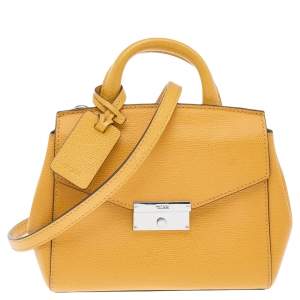 TUMI Yellow Leather Top Handle Bag
