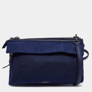 TUMI Blue Nylon Triple Zip Shoulder Bag