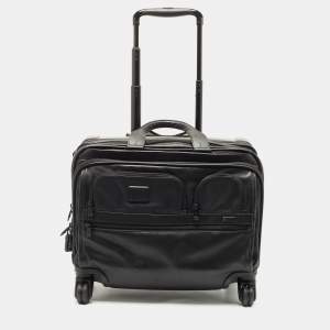 TUMI Black Leather 4 Wheeled Alpha 2 Deluxe Laptop Briefcase