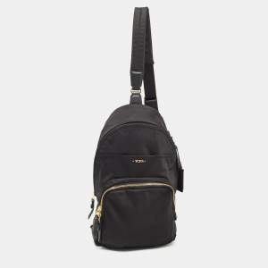 TUMI Black Nylon and Leather Sling Bag