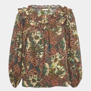 Pre Owned Ulla Johnson Brown Printed Cotton Olga Blouse M