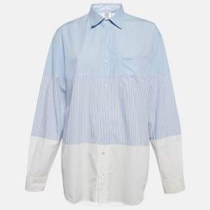 Pre Owned Vetements Blue Striped Cotton Triple Classic Shirt S