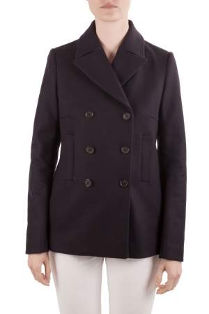 Joseph Navy Blue Felted Wool Double Breasted Yosh Pea Coat M
