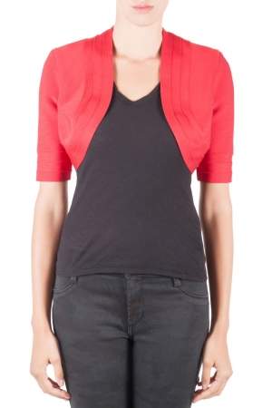 Herve Leger Lipstick Red Knit Cropped Brilynn Jacket S