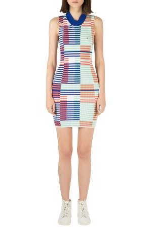 Pre Owned Kenzo Multicolor Rib Knit Striped Sleeveless Bodycon Dress M