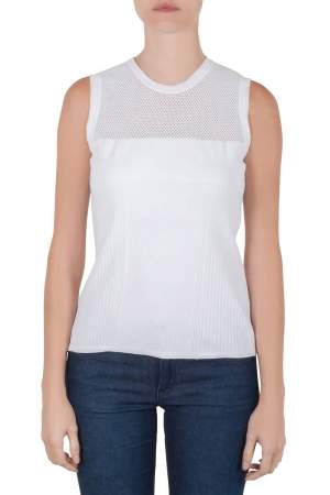 Versace White Stretch Knit Maglia Donna Top M 