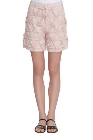 Isabel Marant Pink Frayed Stretch Denim Gustave Shorts L