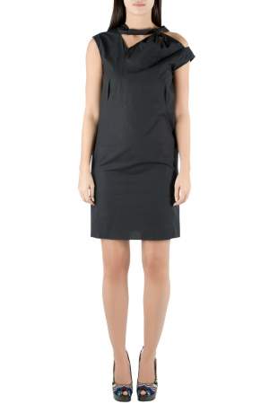 Marni Black Cotton Bow Knot Detail Shift Dress XS 