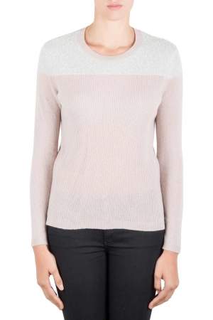 Pre Owned Rebecca Taylor Colorblock Cashmere Knit Fuzzy Yoke Crew Neck Sweater XS