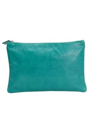 Jil Sander Aqua Green Leather Clutch