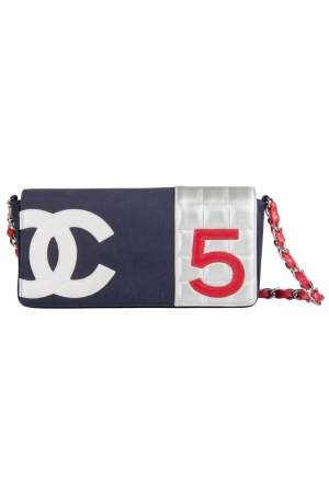 Pre Owned Chanel Multicolor Canvas and Leather No. 5 Flap Bag