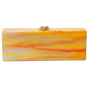 Edie Parker Brown/Orange Tiger Stripe Acrylic Clutch