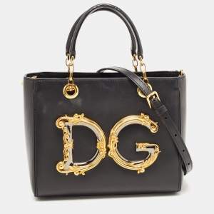 Dolce & Gabbana Black Leather DG Girls Tote