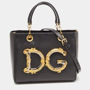 Dolce & Gabbana Black Leather DG Girls Tote