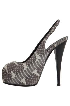 Pre Owned Giuseppe Zanotti Grey Python Leather Peep Toe Slingback Platform Pumps Size 37.5